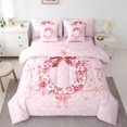 thumbnail image 3 of Castle Fairy Initial Monogrammed 7-Piece Bedding Comforter Set,Pink Bow King Bedding Sets,Floral Flower Ultra Soft Bed Sheets,Super Cozy Alphabet Bedroom Decorative, 3 of 7