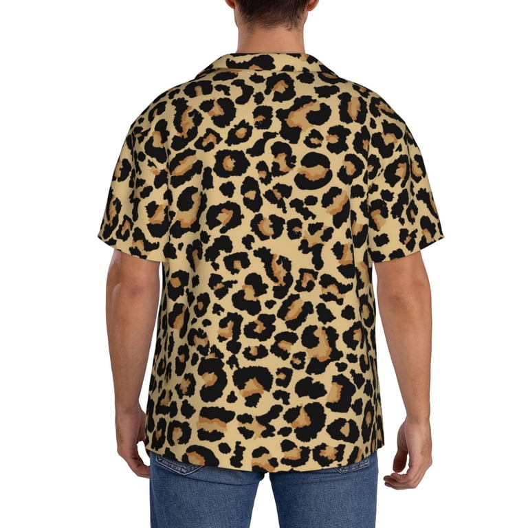 Women's Leopard Print Short Sleeve Shirt – Cheetah Animal Print Hawaiian Vacation Top For Beach & Luau Parties