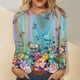 thumbnail image 2 of Camisas de manga larga para mujer, cuello redondo, estampado floral, ajuste holgado, túnica de otoño, tops de otoño para mujer Pompotops  FGAJ10793, 2 of 5
