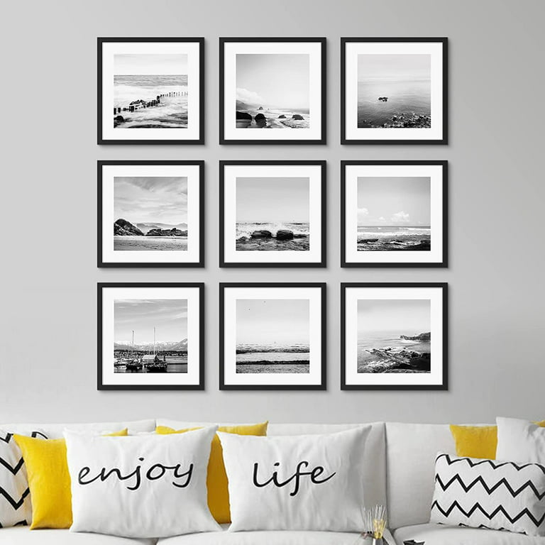 PixonSign 9 Piece 8 x 8 Gallery Wall Art Prints Picture Frame Set for  Home Decor
