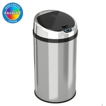 iTouchless Stainless Steel Round Sensor Trash Can with AbsorbX Odor Control System 8 Gal. Silver