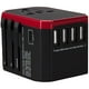 thumbnail image 2 of Adaptadores de Viaje TravelXpertRed 1Pza 100-240V 50-60Hz 5V 5.6A EU/UK/USA/ AUS Negro/Rojo., 2 of 2