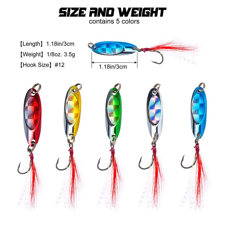 Walleye Catfish Spoon Lures Fishing Spoons 5-Pack - Metal Trolling Lures  With Treble Hooks For Bass, Trout, Pike, Walleye, Catfish Trout Pike Lures