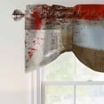 thumbnail image 4 of Red Brown Tie Up Valance Curtains for Windows, Kitchen Curtains Window Treatments, Blue White Modern Rustic Neutral Graffiti Art Short Window Shades Valances for Bedroom Bathroom Cafe 54"x18", 4 of 8