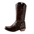 thumbnail image 1 of Womens Cowboy Motorcycle Riding Boots Winter Fall Leather Square Toe Wide Mid Calf Western Cowgirl Booties, 1 of 5