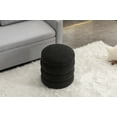 thumbnail image 6 of Round Storage Ottoman with Boucle Fabric, Flip-Top Design for Living Room, Bedroom & Vanity, Versatile Footstool with Wooden Shelving, Black, 6 of 9