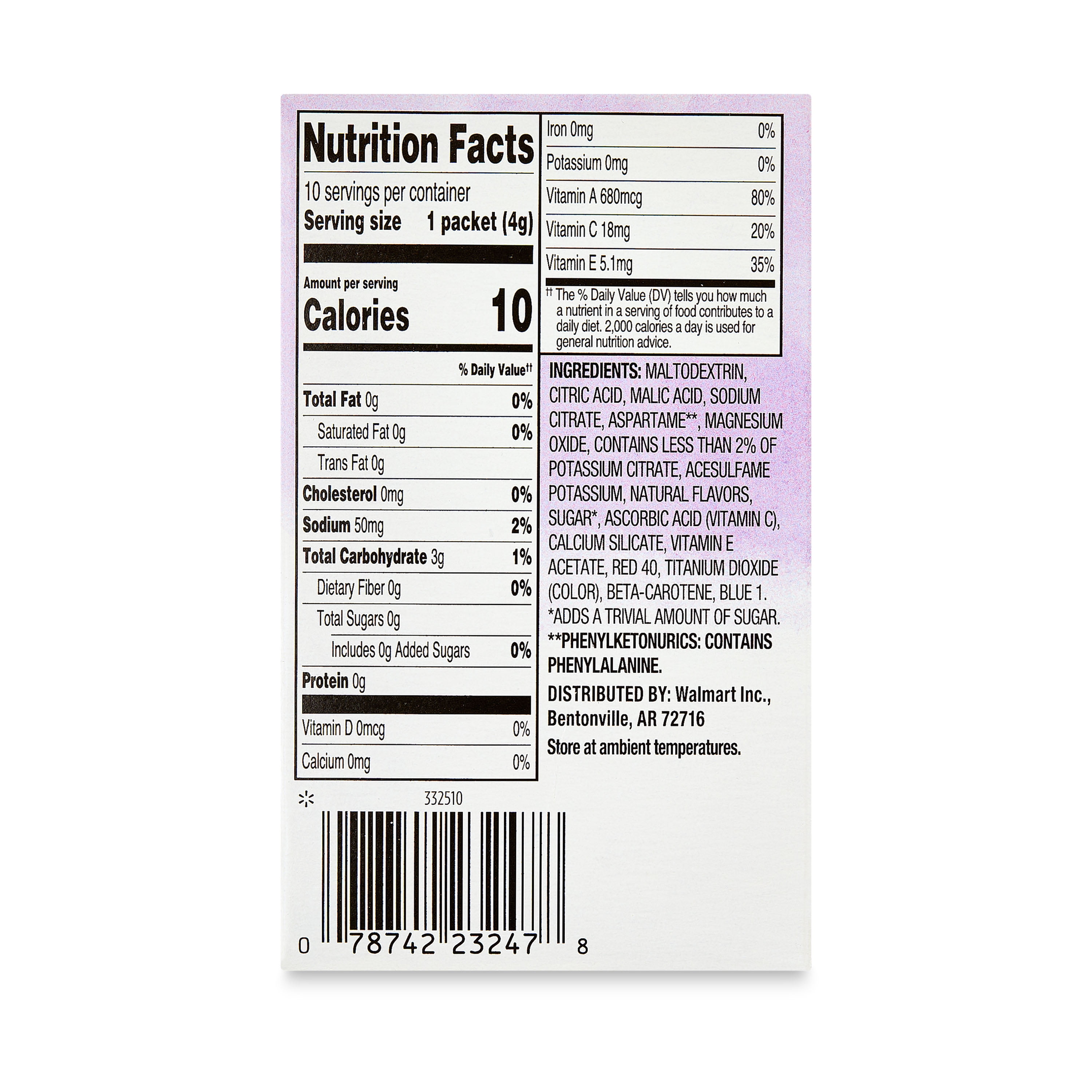 (12 pack) Great Value Antioxidant Blackberry Lemonade Liquid Drink Mix, Sugar-Free, 1.41 oz, 10 Count