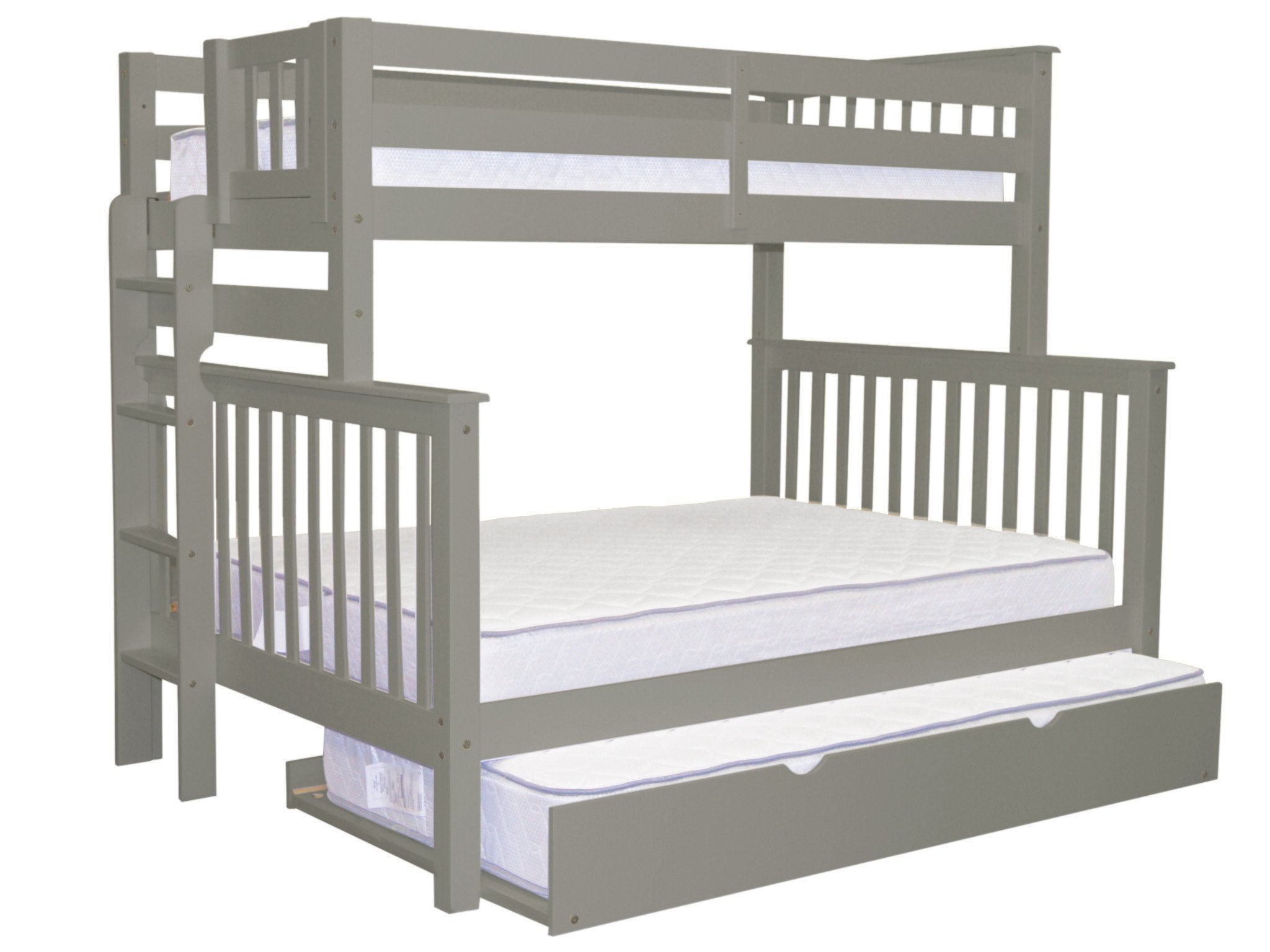 Bedz King Bunk Beds Twin Over Full Mission Style With End Ladder And Bedz King Bunk Beds Twin Over Full Mission Style With End Ladder And A Trundle Gray Com