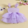 thumbnail image 2 of Robe Trapèze pour Filles Sans Manches avec Nœud en Tulle Patchwork Robe de Fête, 2 of 8