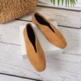 thumbnail image 4 of Womens V Cut Square Toe Faux Suede Ballet Flats, Slip On Loafers with Cushioned Insole & Flexible Non-Slip Sole for Office Casual Wear, Khaki,Size 6, 4 of 8