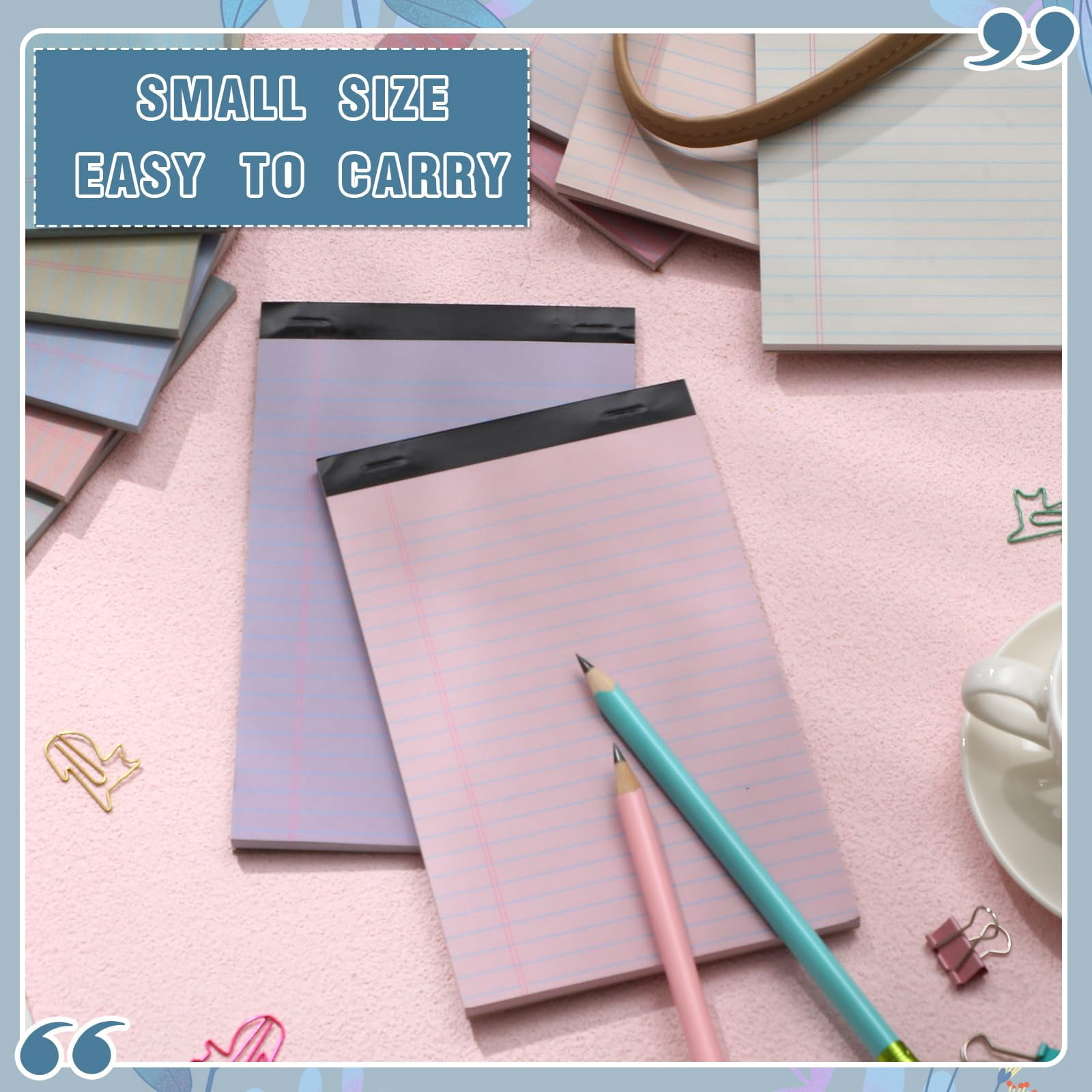12 12 5" X 8" Small Legal Pads Colored Lined Note Narrow Ruled Writing Notepads 50 Sheets Per Paper Notebook And Perforated For College Office Supplies (dreamy Colors)