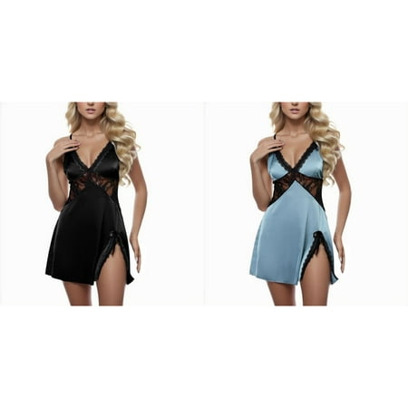 2-Pack Steel Lingerie Ring Sleepwear Fashion Lace Underwear Garter Pajamas Satin Dress Romper Silk Lingerie for Women Snap Crotch Lingerie for Women Rhinestone Stockings for Women