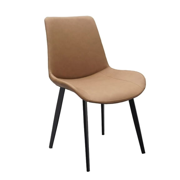 SBYOJLPB Brown Leather Dining Chair with Metal Legs Modern Upholstered Chair Set of 4 for Kitchen Restaurant Living Meeting Room