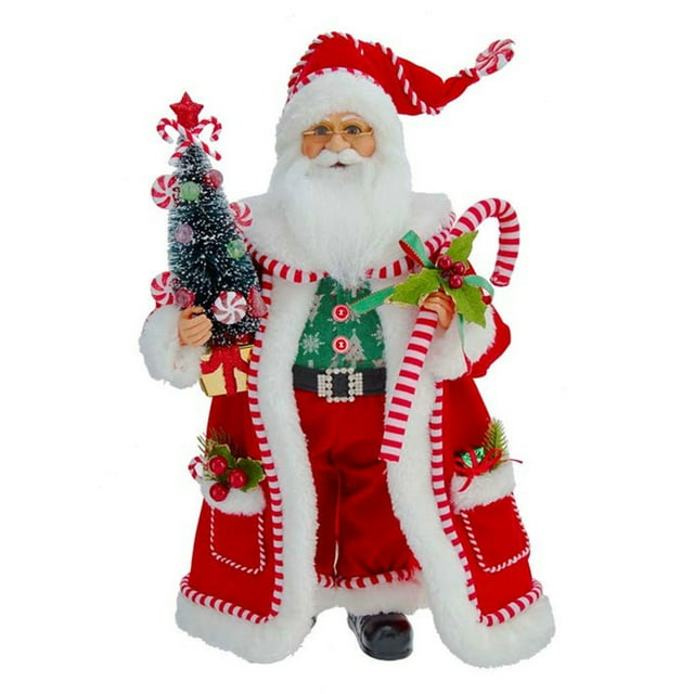 Kurt Adler 17 Inch Kringle Christmas Candy Cane and Tree Santa, Red