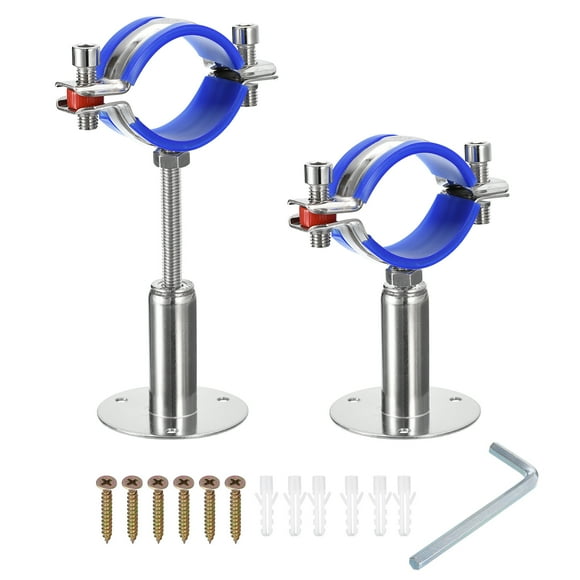 Unique Bargains 2Pack Pipe Supports Adjustable Pipe Bracket Clamp Pipe Strap Fit for 48-51mm Pipe