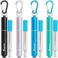thumbnail image 1 of Pajitas reutilizables Kynup Metal con silicona, 20 unidades con funda y cepillo, 1 of 8