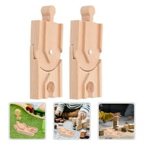 HAMPPLIES 2Pcs Train Accessories for Kids Wood Track Trains Rectangular Blocks for Playtime and Education