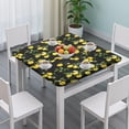 thumbnail image 3 of Yellow Lemon Fruit Flowers Black Pattern Square Fitted Tablecloth with Elastic Edge,Square Table Cover,Washable Elastic Table Cover for Home Kitchen Party Decor 34"x34", 3 of 6
