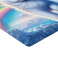 thumbnail image 2 of Ambesonne Cat Fitted Sheet, Pegasus Kitty Flies Clouds Sky, King Size, Azure Blue Pale Pink, 2 of 3