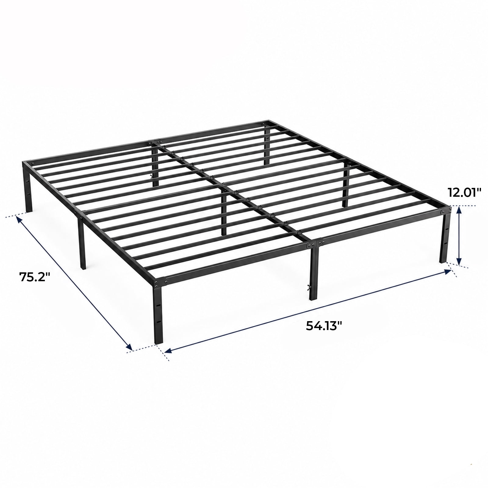Alvantor Metal Bed Frame 12 inch Tall, Sturdy Mattress Foundation, Black