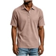 thumbnail image 4 of Rrxhxhs Golf Shirts for Men Waffle Grid Textured Collared 5-Button Short Sleeve Breathable Casual Tops,M, 4 of 5