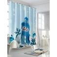 thumbnail image 3 of Blue Snowman Christmas Shower Curtain Set, Waterproof Shower Curtains for Bathroom, Xmas Snowflake Ball Winter Washable Fabric Cloth Bath Curtain for Bathtub Decoration with Hooks 48x72 Inches, 3 of 6