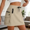 thumbnail image 5 of vigerkar Women's 18" Hiking Cargo Skort Athletic Skirt High Waist Quick Dry Golf Skort with Zipper Pockets, Dressy Casual Sporty Summer Outfits for Travel (Beige, 3XL), 5 of 9