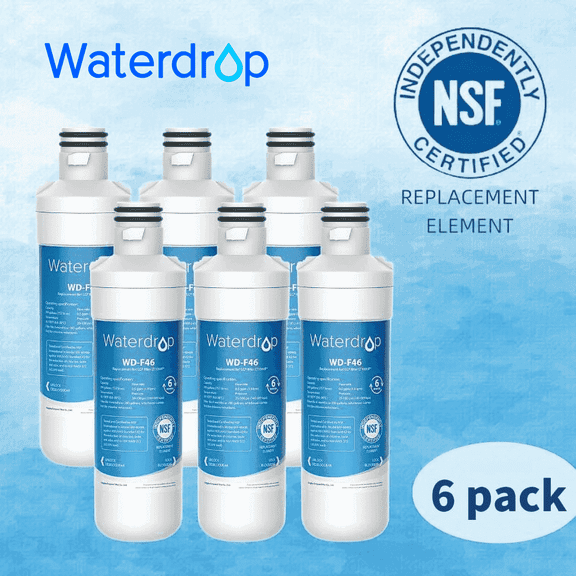 Waterdrop Refrigerator Water Filter, Replacement for LG® LT1000P, LT1000PC  46-9980, 9980,  Reduce chlorine, Pack of 6 Filtration