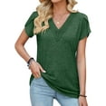 thumbnail image 2 of Womens T Shirts Short Sleeve Tops Summer V Neck Shirts Petal Sleeve Tees Casual Blouses, 2 of 5