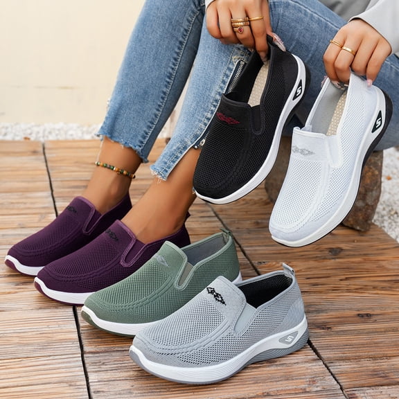 CAIXAI Orthopedic Dress Shoes for Women Adjustable Upper Women's Sneakers Comfortable Slip on Women Walking Shoes Mesh Knitted Woven Mary Jane Shoes Women Hands-Free Foam Shoes