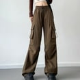 thumbnail image 2 of ShomPort Cargo Pants for Women High Waisted Wide Leg Pants Baggy Stretchy Streetwear with Multi-pockets, 2 of 7