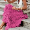 thumbnail image 6 of Womens Long Tulle Skirt A Line Ruffle Tiered Layered Skirts High Waisted Flowy Fairy Tutu Maxi Skirts, 6 of 8