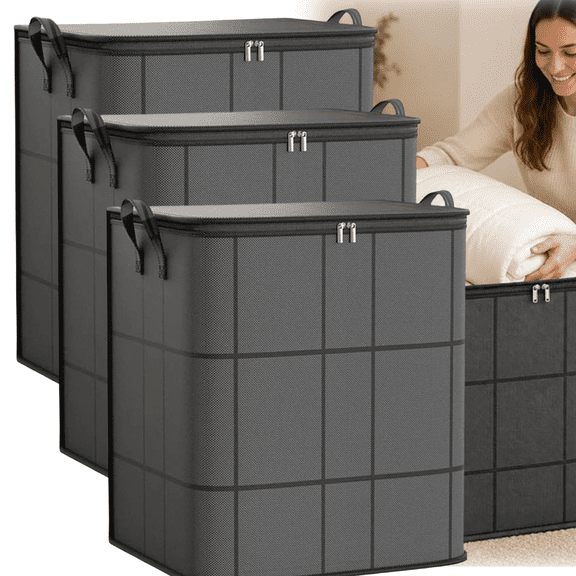 Moving Bags Heavy Duty Extra Large, Spacious Storage Bin With Zipper And Reinforced Handles, Foldable Organizer For Clothes Bedding Home Dorm Moving