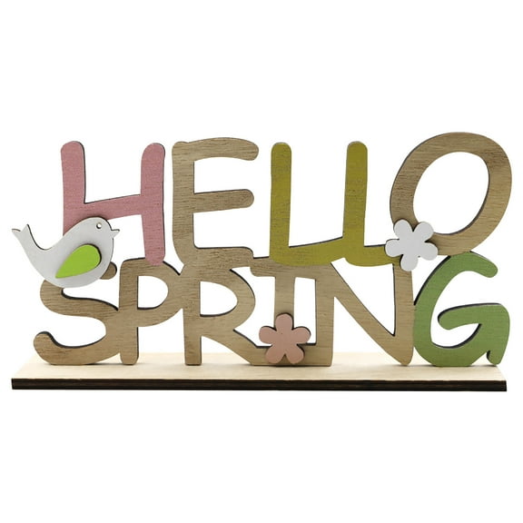 yulier Spring Table Decorations Sign, Wooden Spring Bird Flower Tabletop Centerpiece Ornament, Spring Easter Decorations Indoor for Home Office Farmhouse Table Decor
