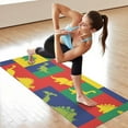 thumbnail image 6 of Colorful Cartoon Dinosaurs Squares Pattern Hot Yoga Mat Towel Non Slip for Hot Yoga - Quick-Drying Yoga Mat Cover with 4 Corner Pockets with Travel Bag - Hot Yoga Towel Non Slip 74"x26", 6 of 6