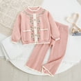 thumbnail image 5 of ITSAME Girls Outfit Set Button Down Knit Cardigan and Pants 2-Piece Fall Winter Comfy Casual Clothes Pink Size 7, 5 of 6