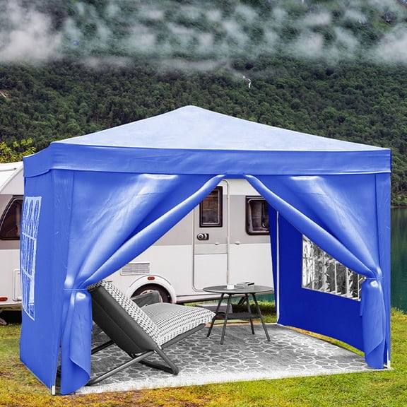 10'x10' Folding Canopy with 4 Removable Sidewalls Outdoor Event Shelter UPF 50  Gazebo Portable Tents for Parties Beach Camping Wedding EZ Pop Up Canopy 4pcs Weight Bag   Carry Bag