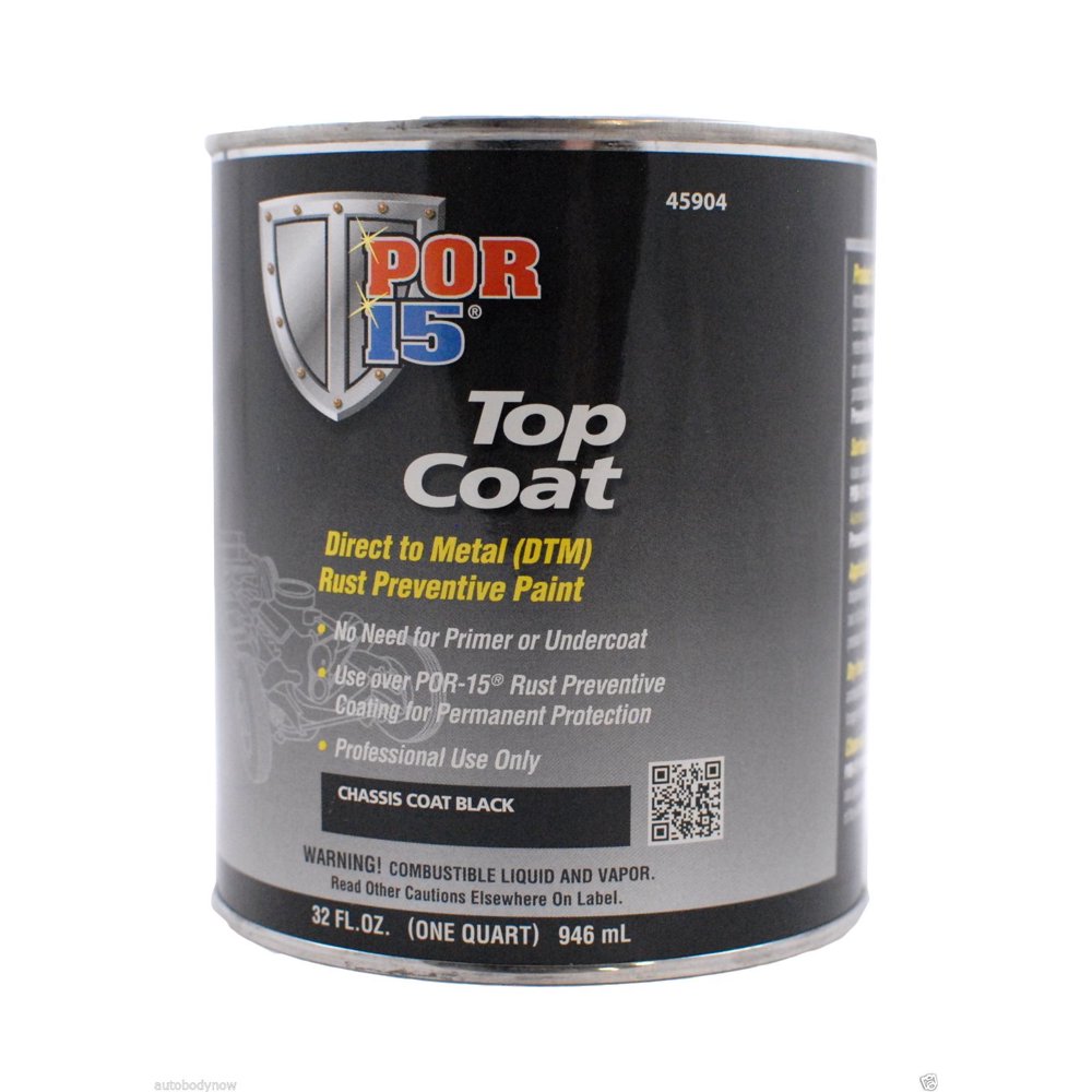 POR15 45904 SemiGloss Chassis Coat Black Top Coat Quart