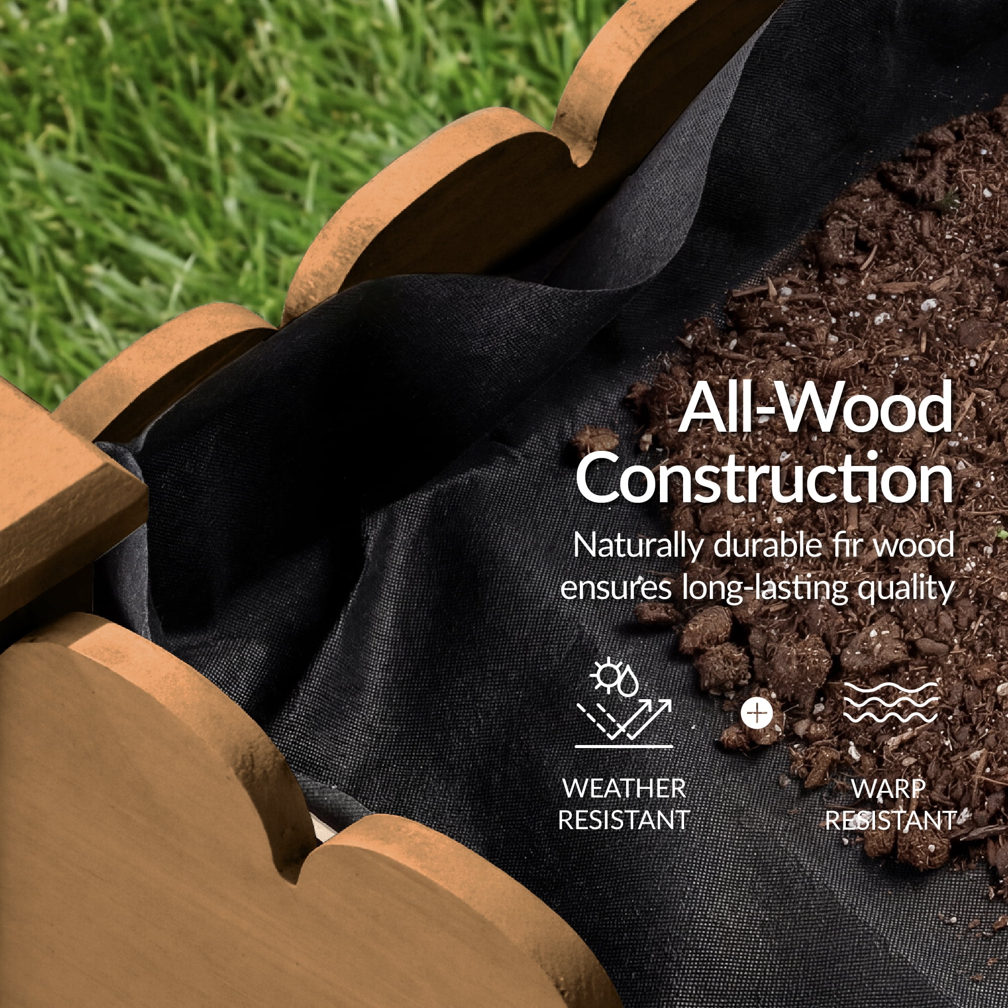 Best Choice Products 48x24x30in Raised Garden Bed, Scalloped Design, Elevated Wooden Planter for Yard - Acorn Brown