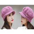 thumbnail image 2 of Holzlrgus Women's Visor Beanie Trendy Warm Hat Winter Wool Lined Elastic Knitted Hat, 2 of 7