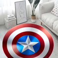 thumbnail image 2 of LaModaHome Rounded Rug Captain America Shield Round RugNon-Slip Rug Washable Mat Child Stain Resistant Living Room Kitchen Carpet 2.6X2.6ft(80X80cm), 2 of 5