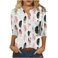 thumbnail image 2 of Hauts et Chemisiers d'Été pour Femmes 2023 T-shirt Ample Imprimé Mode pour Femmes Blouse Mi-Longue à Manches 3/4 Col Rond Hauts Décontractés Hauts à Manches 3/4 pour Femmes en Liquidation, 2 of 4