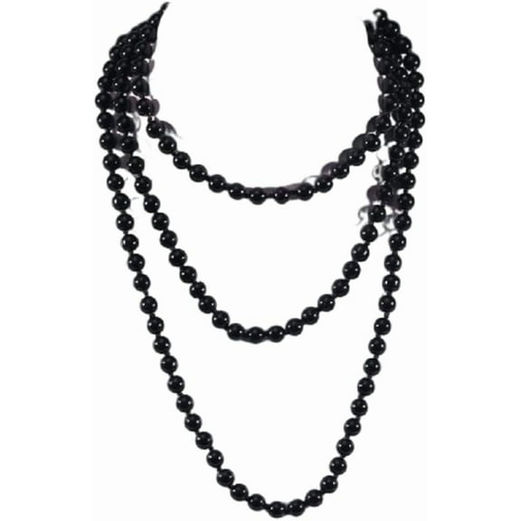 1920S Long Vintage 8MM Faux Pearl Strand Necklace Elegant Long Chain Layered Retro Imitation Round Beaded Ball for Women Party Halloween Jewelry Mother's Day Gift