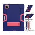 thumbnail image 5 of iPad Pro 12.9 2020 Case with Soft PET Screen Protector, Dteck Full Body Protective Case for 12.9" iPad Pro 4th Generation, Hybrid Rugged Shockproof Case with Kick Stand, Navy+Rose, 5 of 7