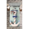 thumbnail image 3 of Ambesonne Anchor Quilted Bedspread Set 2 Pcs, Anchor and Motif, Twin Size, Blue Pale Blue, 3 of 3