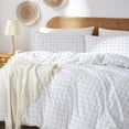 thumbnail image 2 of Cover King Size Set, White Checkered Plaid Duvet Cover Set，Soft Comforter, 2 of 9