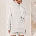 thumbnail image 4 of Dwellite Mock Neck Sweatshirt for Women Fall Turtleneck Long Sleeve Tops Oversized Pullover for Daily Wear,Sports,Going Out White 3XL, 4 of 7