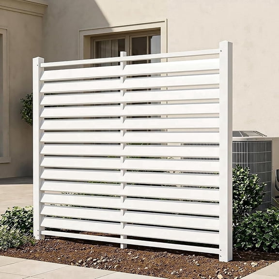 Mophoto PVC Fence Panels,Freestanding Air Conditioner Fence Privacy Screen,Trash Can Pool Equipment Enclosure Garden Fence,5 x 4 FT for Yard Patio Outdoor Decor