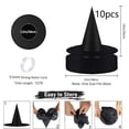 thumbnail image 3 of TETOU 10 PCS 15In Halloween Decorations Witch Hats Costume Accessory,Thickened Hanging Black Wizard Hat with Rope for Porch Ceiling Yard Indoor Outdoor Halloween Party Decor, 3 of 7