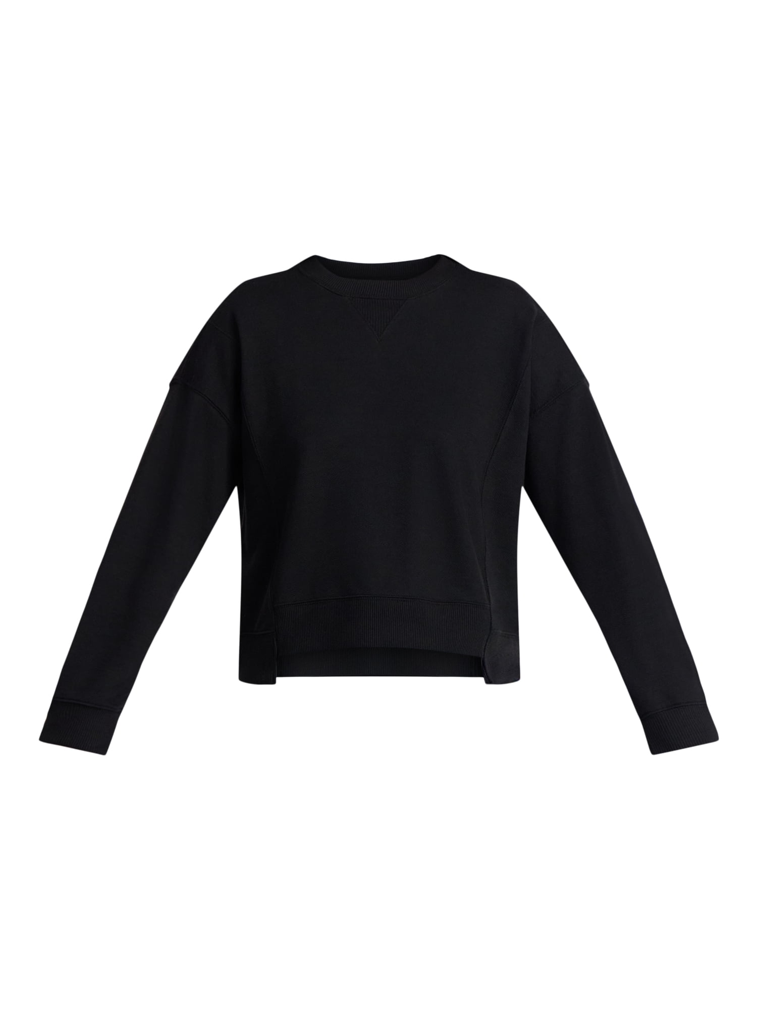 Time and Tru Women’s Ribbed Panel Sweatshirt with Long Sleeves, Sizes XS-XXXL